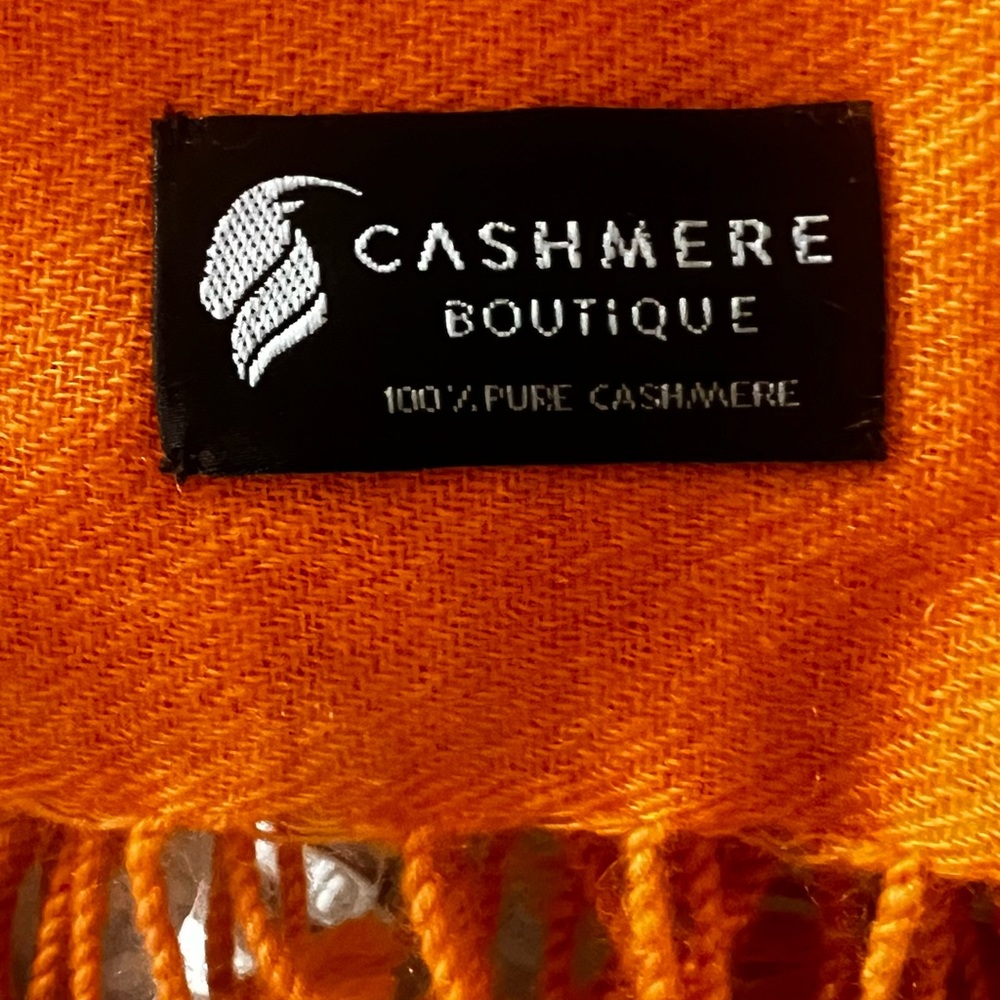 Cashmere Pashmina Orange Scarf - Picture 3 of 3